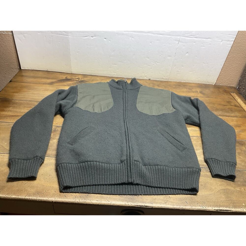 Beretta Quilted Shoulder Patches & Sherpa Lined Wool Full-Zip Sweater Jacket - S